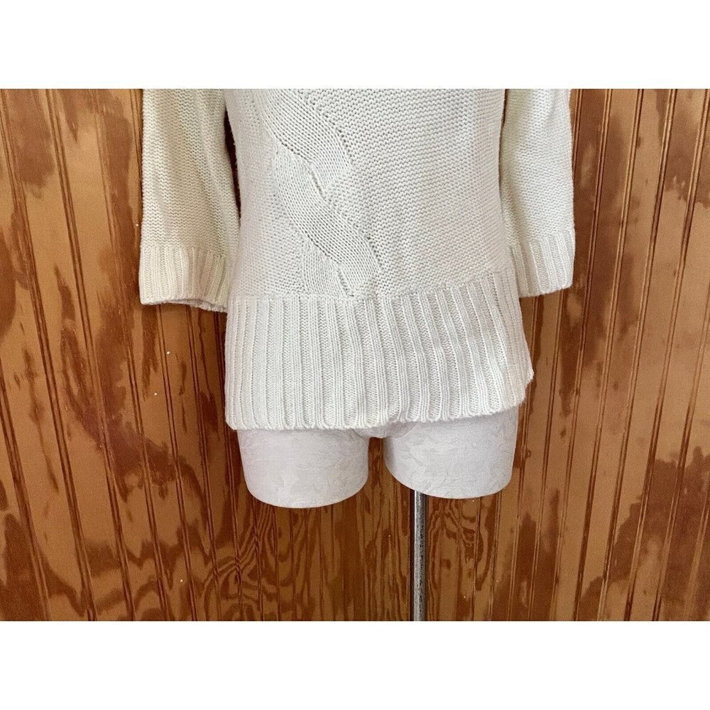 Sundance Womens Thick High Turtleneck White Knit 3/4 Sleeves Sweater Size S‎ - Picture 2 of 9